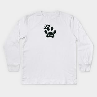 Kyna name made of hand drawn paw prints Kids Long Sleeve T-Shirt